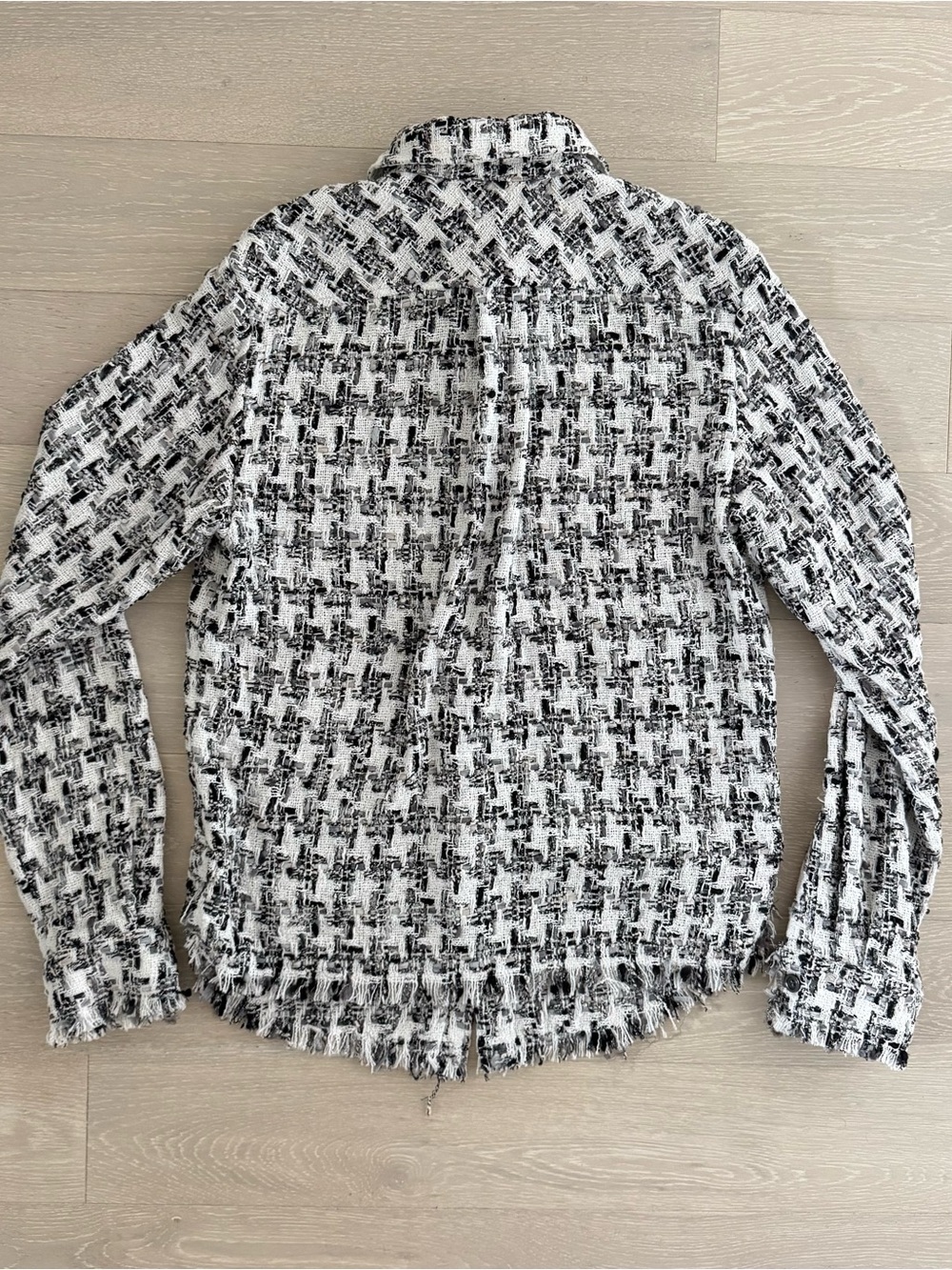 Faith Connexion Tweed Fitted Overshirt - White/Black/Silver - Size XS - Picture 2 of 8